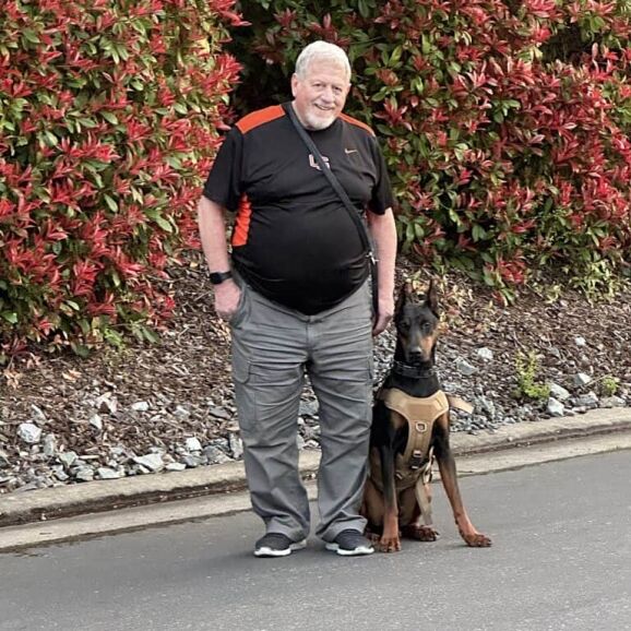 Protection Dog- HERO the European Doberman with his proud owner